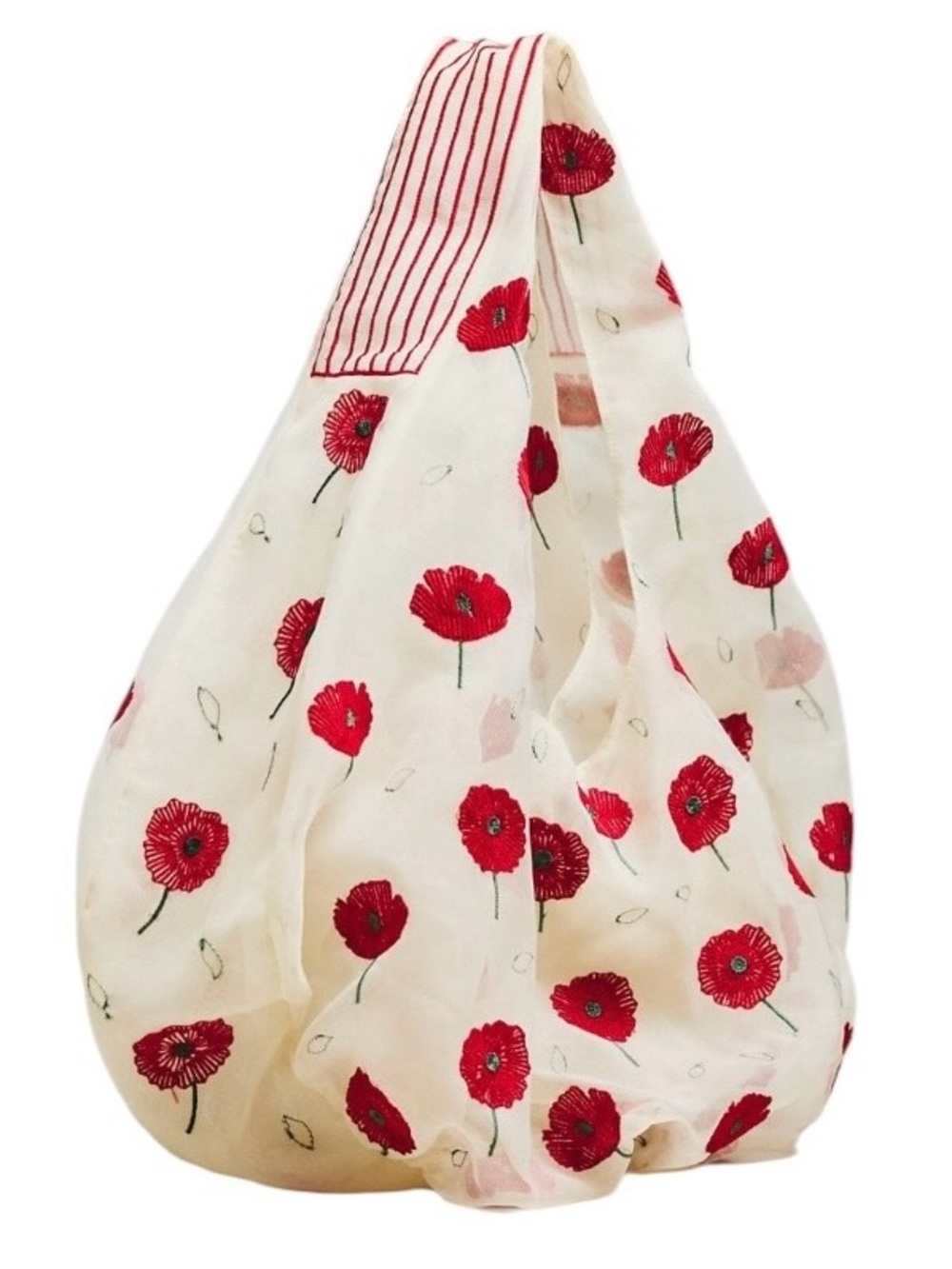 ANTHROPOLOGIE Cream Shoulder Bag with Red Embroidered Flowers - Picture 2 of 7